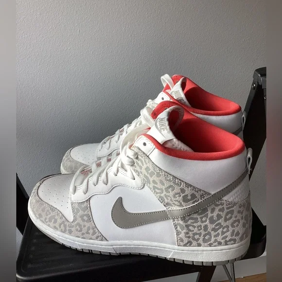 Nike Dunk Skinny High Red orange color with Leopard Print W 10 - Picture 1 of 4